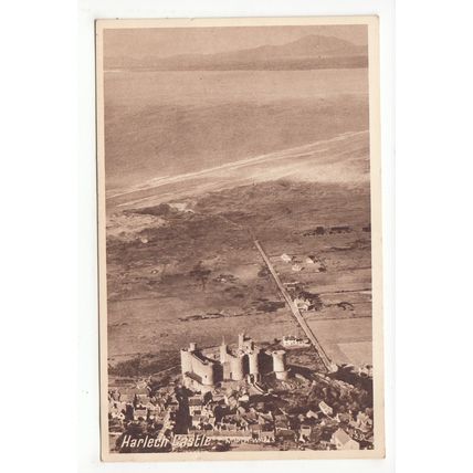Aerial View of Harlech Castle Postcard Merionethshire 938