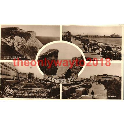 Eastbourne, 5 Scenes, Sussex, Valentines Postcard, 1954