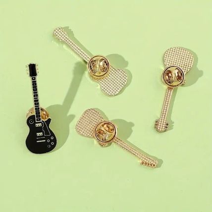 Guitar Black Enamel Badge Creative Metal Pins Music Theme for Hat Shirt Decor