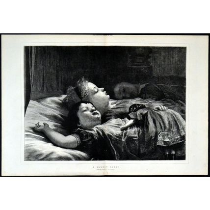 A MIDDAY SLEEP 1872 Karl Wilhelm Friedrich Bauerle VICTORIAN ENGRAVING