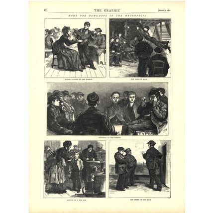 HOME FOR NEWS-BOYS IN THE METROPOLIS 1872 VICTORIAN ENGRAVINGS