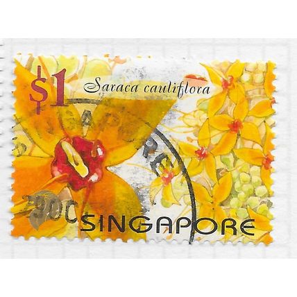 SINGAPORE 2001 FLOWERS $1 USED