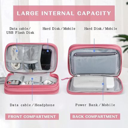 Travel Cable Organizer Bag Pouch Portable Electronic Accessories Carry Case Rose