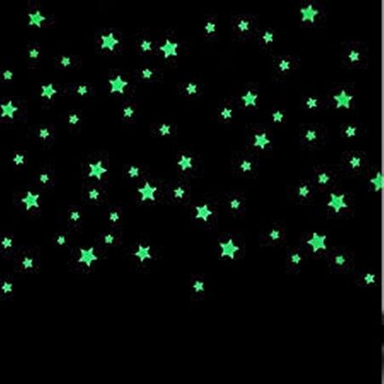 Glow In The Dark Plastic Stars Fun Ceiling Wall Art Luminous Space Stickers 3cm