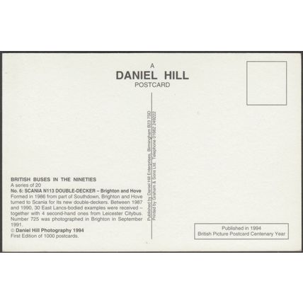 Scania N113 Double-Decker, Brighton & Hove, 1994 - Daniel Hill Postcard