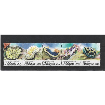 Malaysia.Marine Life (1st series) horiz strip of 5.Unmounted Mint.M25