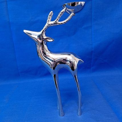 SILVER Metal REINDEER CANDLE Stick HOLDER Christmas Votive Tealight Deer Holiday