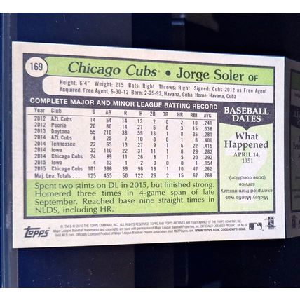JORGE SOLER 2016 TOPPS ARCHIVES BASEBALL CARD #169