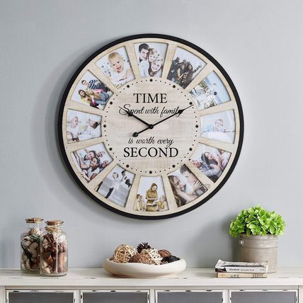 Large Picture Frames Collage Wall Clock, Vintage Rustic Clock Wall Decor, Big Fa