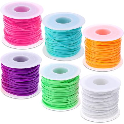 Lanyard String Kit, Cridoz 6Pack Plastic Lacing Cord Gimp String Lanyard Weaving