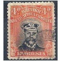 Rhodesia 1919 SG261 4d Black & Orange-Red Fine Used.