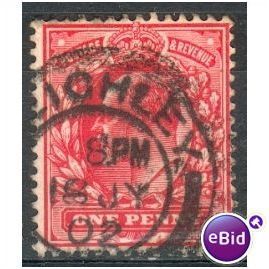 GB stamps 1902-10 KEV11 - 1d SG219 Keighley 5
