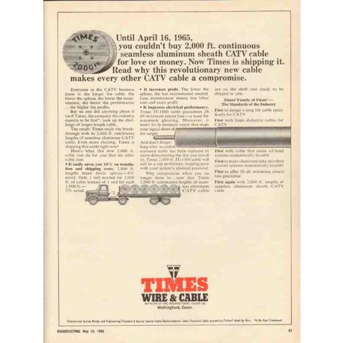 times wire and cable 1965 seamless aluminum sheath catv vintage ad