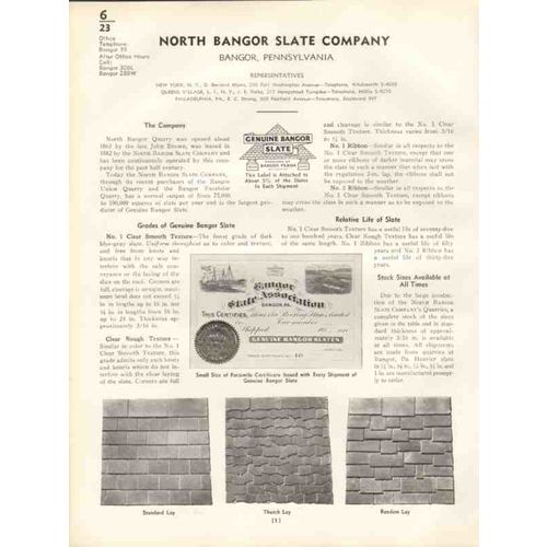 north bangor slate company 1938 roofing shingles vintage catalog