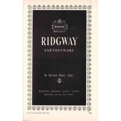 ridgways limited 1953 earthenware since 1792 pottery vintage ad