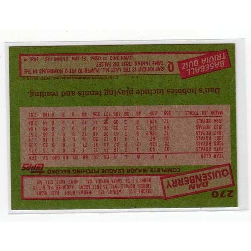 1985 Topps Dan Quisenberry baseball card #270 – Royals