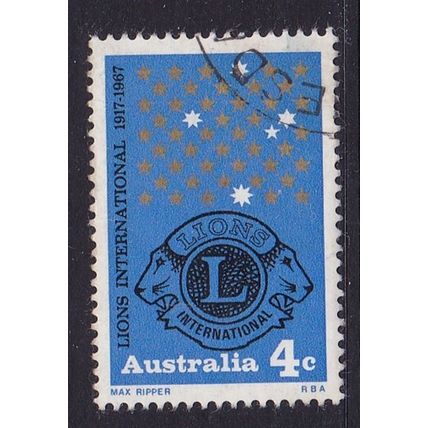 AUSTRALIA 1967 50th ANNIV LIONS INTERNATIONAL 4c USED SG411