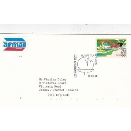 United States 1984 Olympic Flame Station FDC Los Angeles cancel Unaddressed VGC