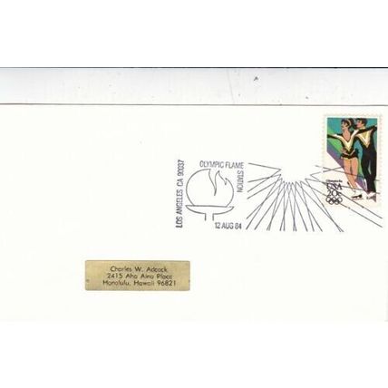United States 1984 Olympic Flame Station FDC Los Angeles cancel Unaddressed VGC