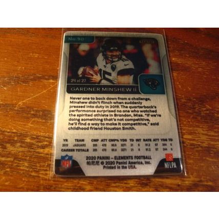2020, Panini, Elements, RARE Metal Card, GARDNER MINSHEW II, Jaguars