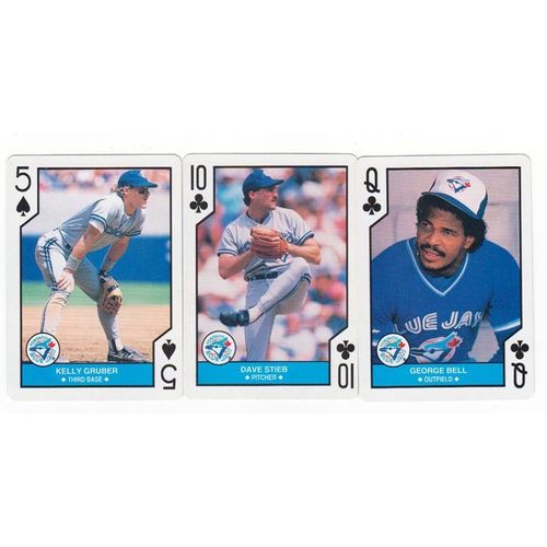 Lot of Three Blue Jays 1990 U.S. Playing Cards- Stieb, Bell, Gruber