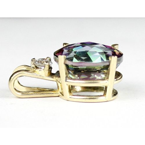Mystic Fire Topaz, 14KY Gold Pendant, P022