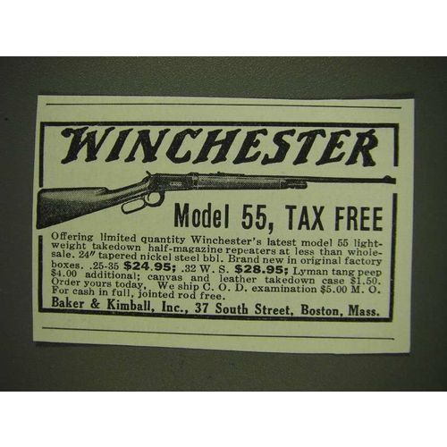 1934 Baker & Kimball Winchester Model 55 Rifle Ad