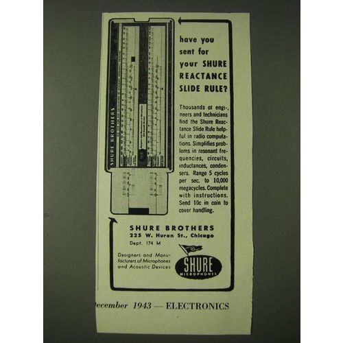 1943 Shure Reactance Slide Rule Ad - Have you sent for