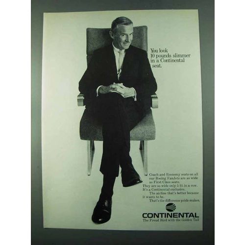 1969 Continental Airlines Ad - Look 10 Pounds Slimmer