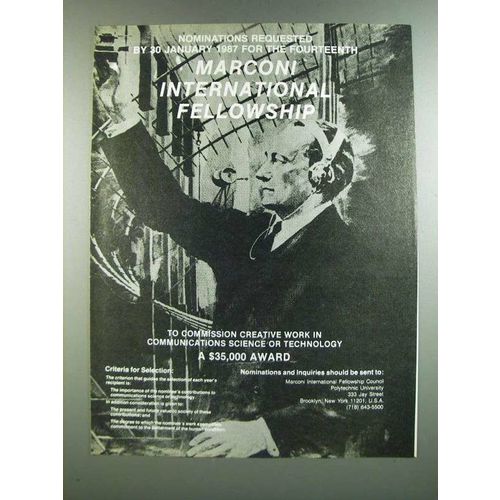 1986 Marconi International Fellowship Ad - Nominations Requested