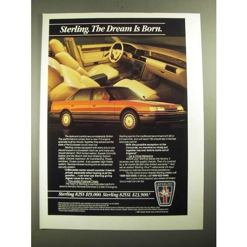 1987 Sterling 825S and 825SL Car Ad - The Dream is Born