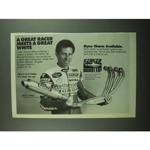 1989 Kerker White Tip Exhaust Ad - Eddie Lawson