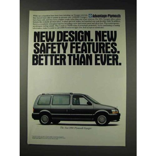 1991 Plymouth Voyager Minivan Ad - Safety Features