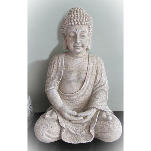 Buddha DVARAVATI dekorative Figur, H30 cm Stein Skulptur, Statue, Feng Shui 803