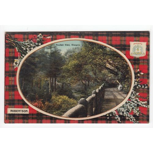 Rouken Glen Glasgow Postcard Robertson Tartan 2161