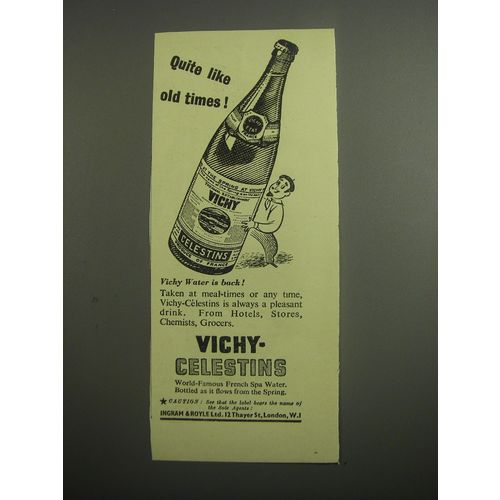 1948 Vichy-Celestins Water Ad - Quite like old times