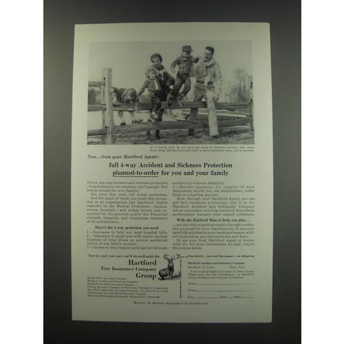 1957 Hartford Insurance Ad - full 4-way accident and sickness protection
