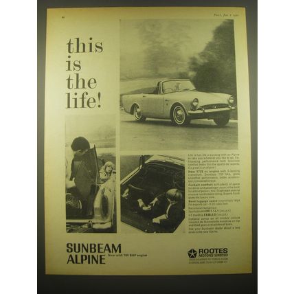 1966 Sunbeam Alpine Car Ad - This is the life!