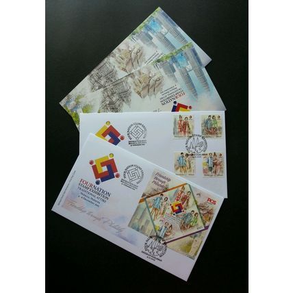 Malaysia Traditional Attire Four Nation Expo 2015 Costumes Landmarks (FDC pair)