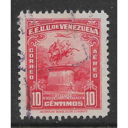 VENEZUELA 1940 STATUE OF BOLIVAR AT CARCACAS 10c RED SG627 FINE USED#