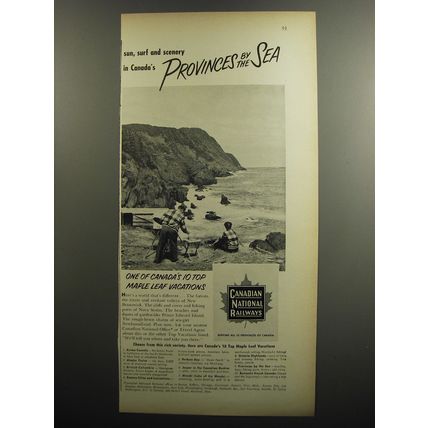 1952 Canadian National Railways Ad - Sun, surf and scenery