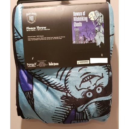 HAUNTED MANSION BEWARE OF HITCHHIKING GHOSTS CEMETERY THROW BLANKET~NW~HALLOWEEN