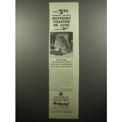 1932 General Electric Hotpoint Toaster De Luxe Advertisement