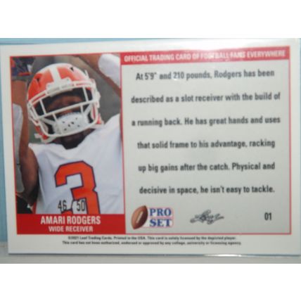 2021 Leaf AMARI RODGERS (Packers) Pro Set Metal Purple Parallel RC #01 46/50