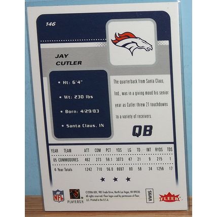 2006 Fleer JAY CUTLER (Vanderbilt/Broncos) Fleer Futures Rookie Card #146