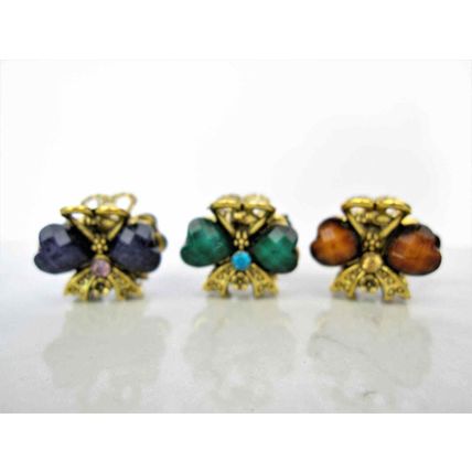 small mini metal heart shaped jeweled antique style bronze hair claw clip