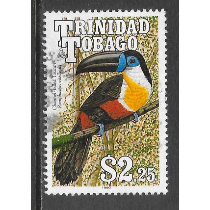 TRINIDAD & TOBAGO 1990 CHANNEL BILLED TOUCAN USED $2.25