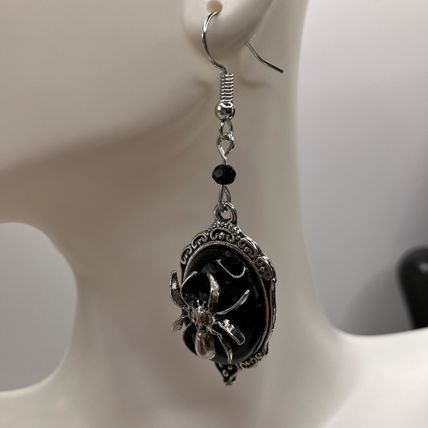 Halloween Earrings Gothic Black Spider Earrings #684