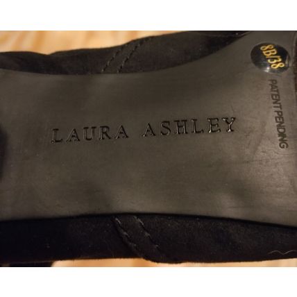 Laura Ashley Black Mid Calf Booties 8B/38 Suede Zippered 3" Heel Fall Shoes