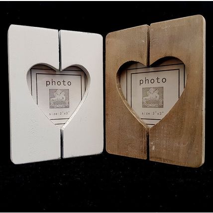 Love Hearts Design Freestanding Folding Wood Photo Frame
